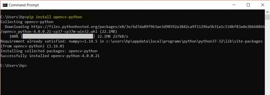 installing opencv in python